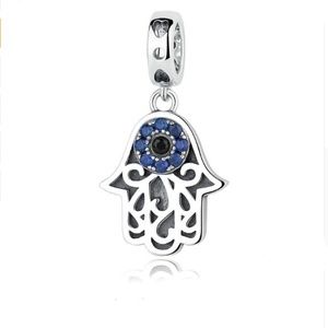 Sterling Silver Khamsa Swarovski Crystals Pendant